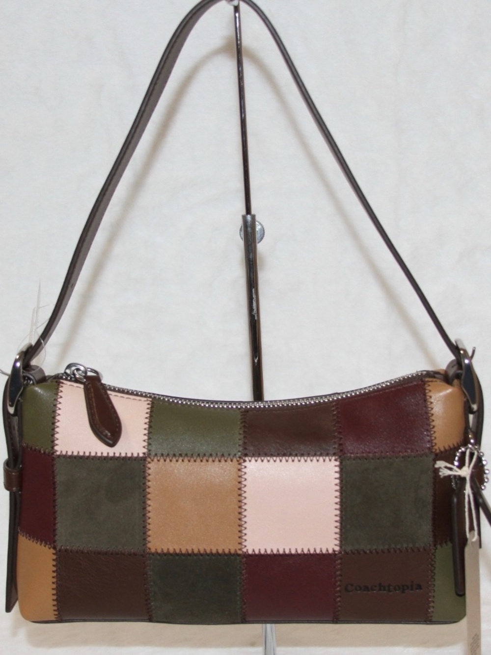 COACH Coachtopia Alter Ego Small Slouchy Shoulder Bag Patchwork Olive Merlot